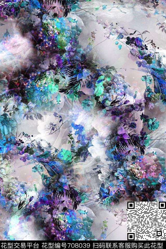 手绘花卉花卉水果组合花草数码印花华亿平台下载（图片编号: 708039） - 瓦栏（Walan）