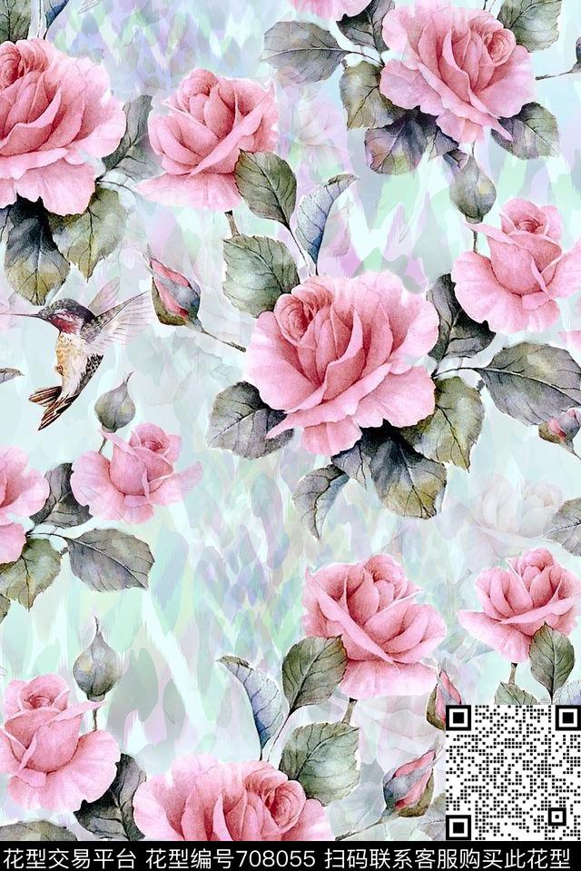 花鸟花朵花卉数码印花华亿平台下载（图片编号: 708055） - 瓦栏（Walan）