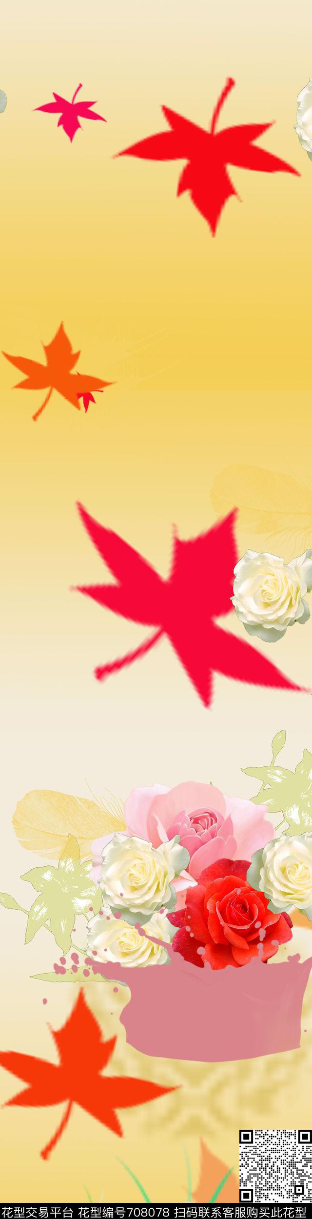 花朵玫瑰花卉数码印花华亿平台下载（图片编号: 708078） - 瓦栏（Walan）