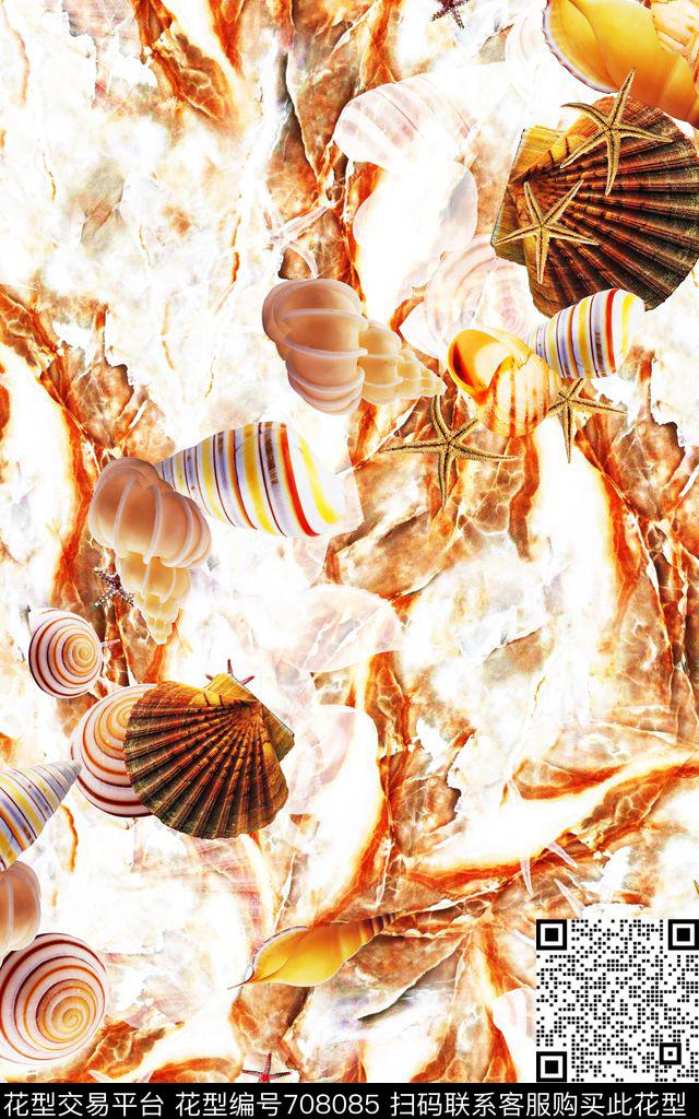 动物贝壳肌理数码印花华亿平台下载（图片编号: 708085） - 瓦栏（Walan）