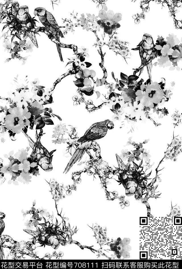 中国风青花瓷民族风数码印花华亿平台下载（图片编号: 708111） - 瓦栏（Walan）