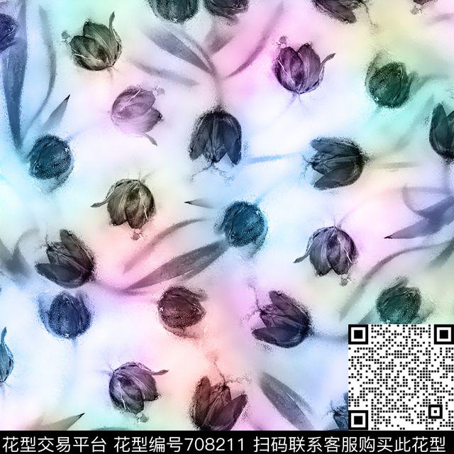 百合花朵花卉数码印花华亿平台下载（图片编号: 708211） - 瓦栏（Walan）