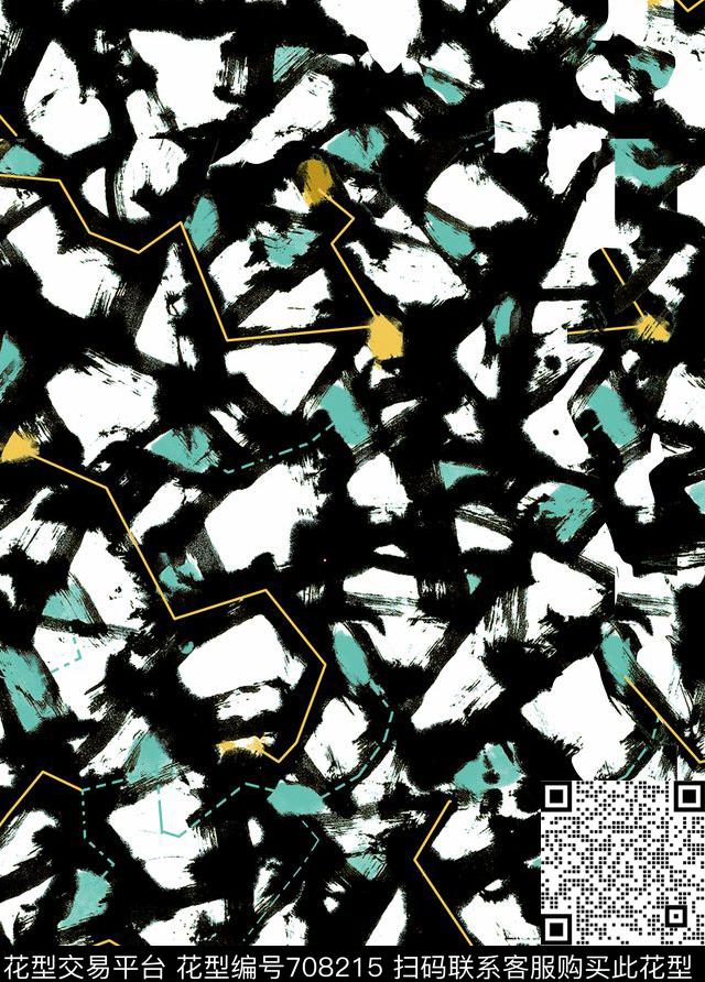 水墨几何简约传统印花华亿平台下载（图片编号: 708215） - 瓦栏（Walan）