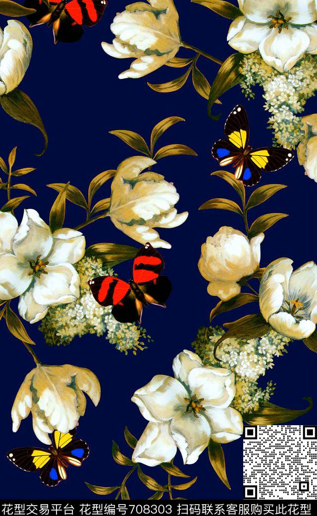 数码印花欧美时尚连衣裙四方连续数码印花华亿平台下载（图片编号: 708303） - 瓦栏（Walan）