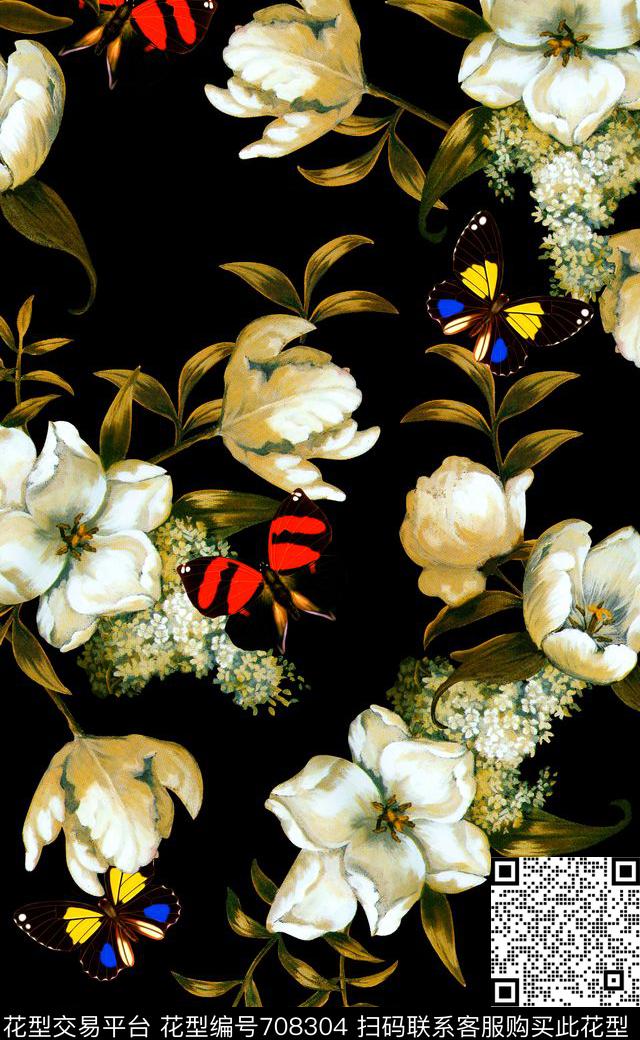 数码印花欧美时尚连衣裙四方连续数码印花华亿平台下载（图片编号: 708304） - 瓦栏（Walan）