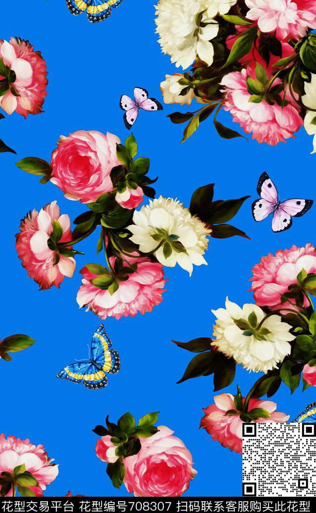 数码印花欧美时尚连衣裙四方连续数码印花华亿平台下载（图片编号: 708307） - 瓦栏（Walan）