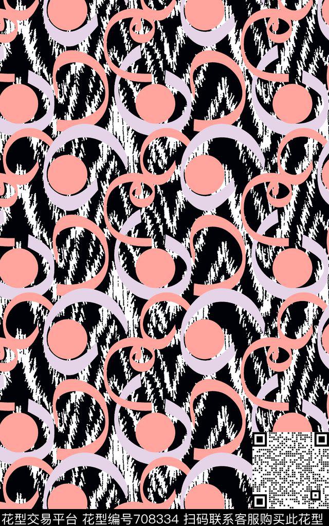 抽象圆色块数码印花华亿平台下载（图片编号: 708334） - 瓦栏（Walan）