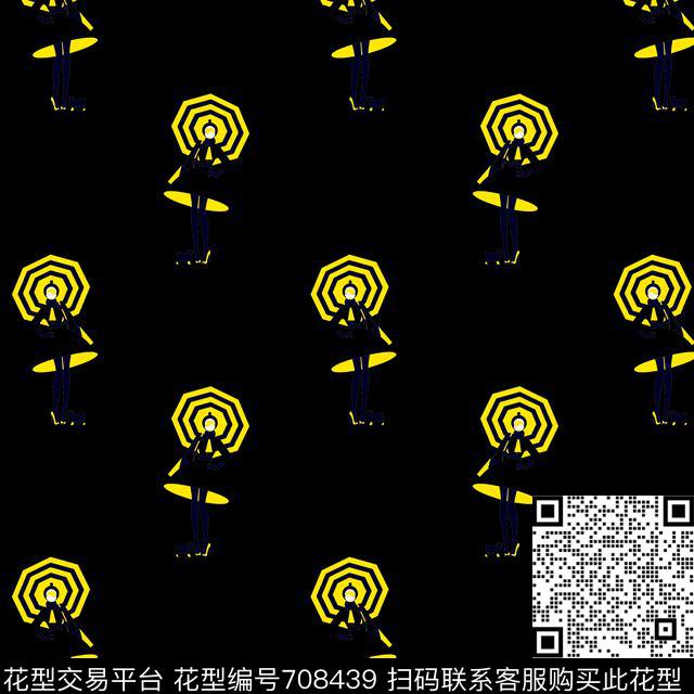 高跟鞋趣味撑雨伞的女孩传统印花华亿平台下载（图片编号: 708439） - 瓦栏（Walan）