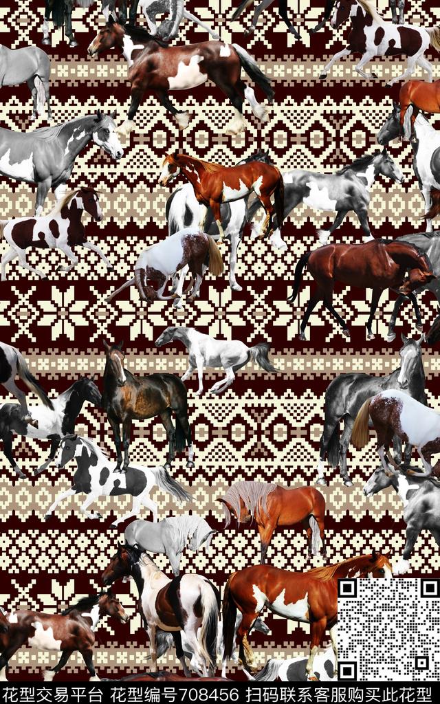 动物骏马格子数码印花华亿平台下载（图片编号: 708456） - 瓦栏（Walan）