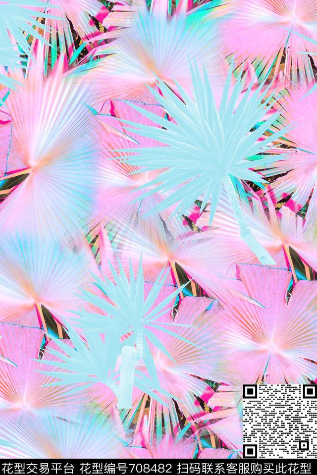抽象手绘满版泳装花卉最新高清数码热带植物抽象纹理数码印花华亿平台下载（图片编号: 708482） - 瓦栏（Walan）
