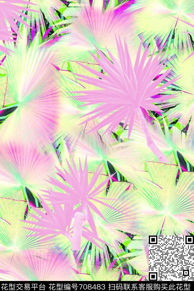 抽象手绘满版泳装花卉最新高清数码热带植物抽象纹理数码印花华亿平台下载（图片编号: 708483） - 瓦栏（Walan）