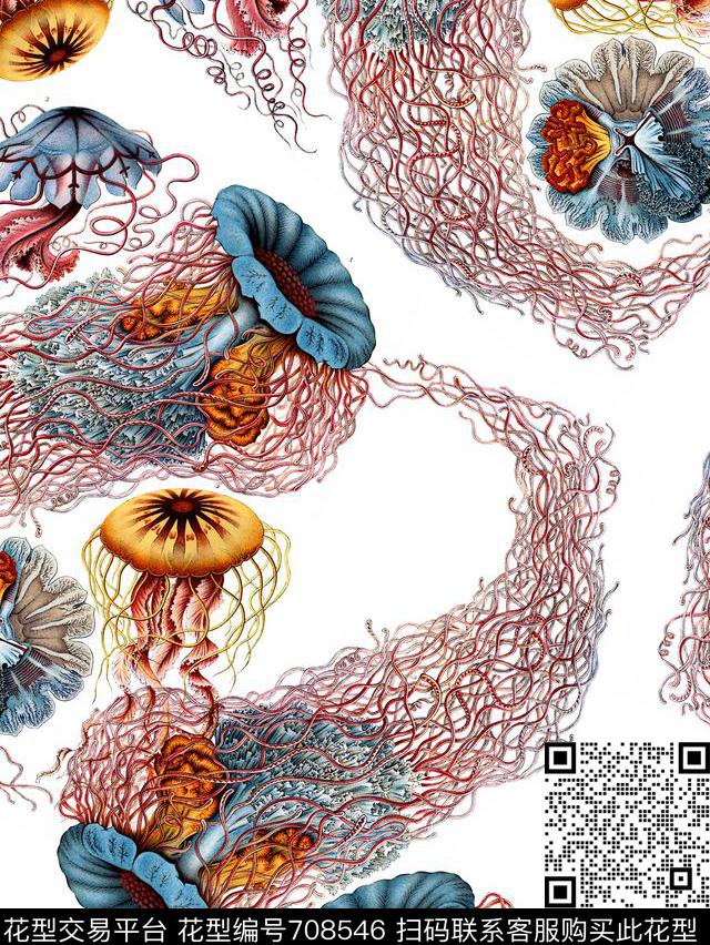 趣味海底生物绘画表现数码印花华亿平台下载（图片编号: 708546） - 瓦栏（Walan）