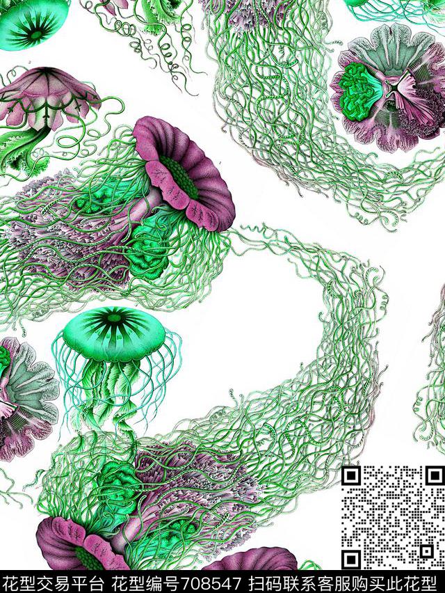 趣味海底生物绘画表现数码印花华亿平台下载（图片编号: 708547） - 瓦栏（Walan）