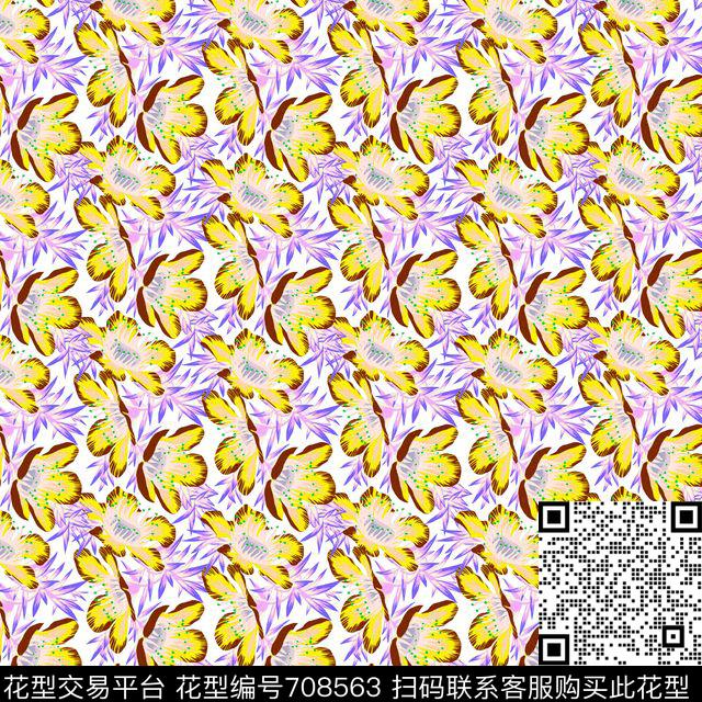 小碎花花朵花卉数码印花华亿平台下载（图片编号: 708563） - 瓦栏（Walan）