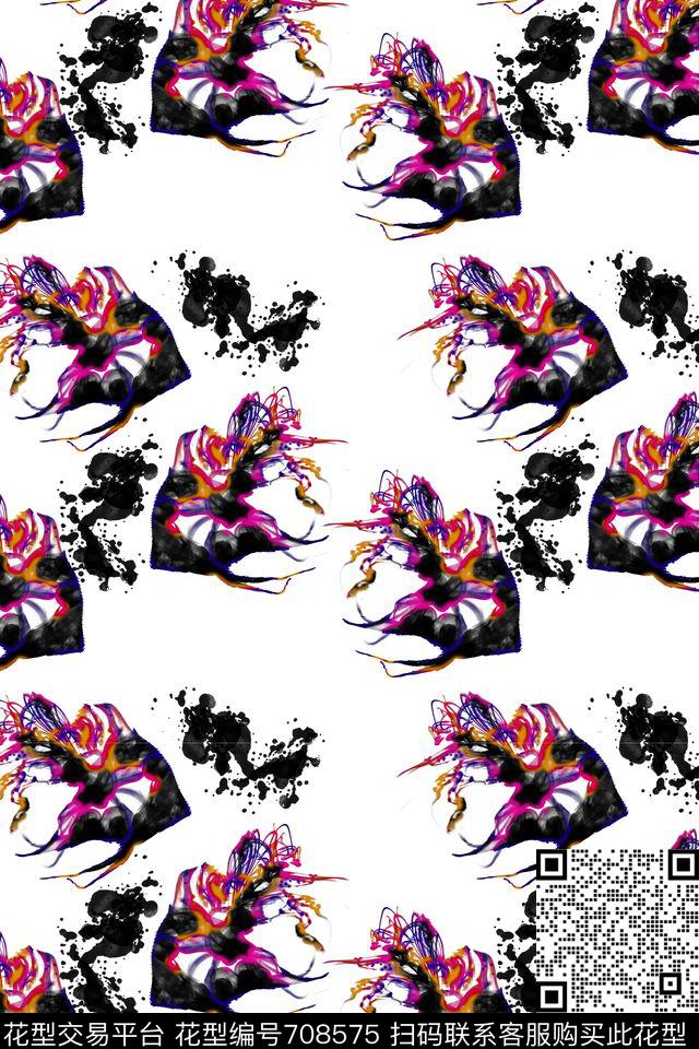 手绘抽象水彩水墨中国风数码印花华亿平台下载（图片编号: 708575） - 瓦栏（Walan）