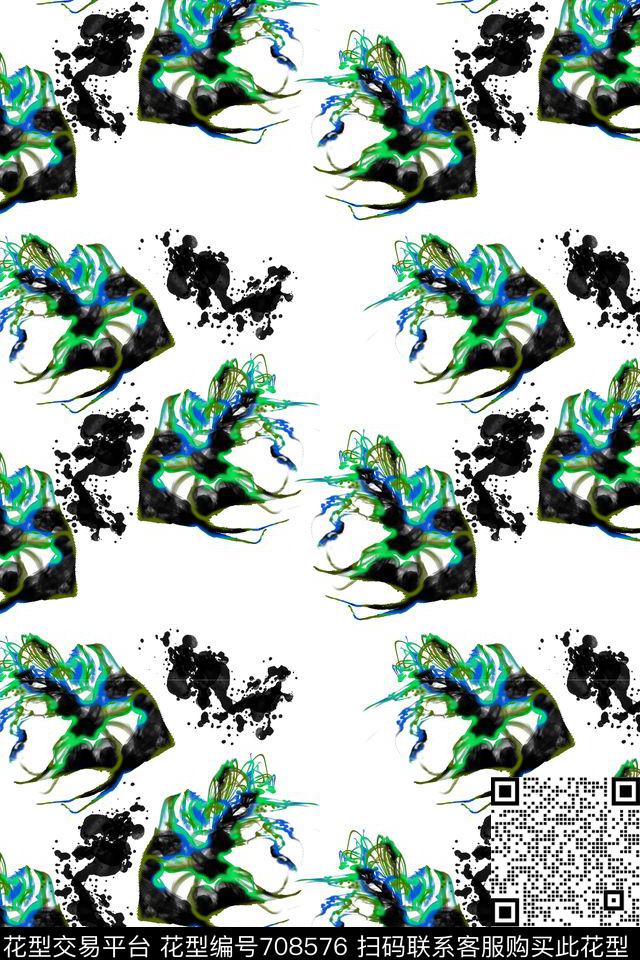 手绘抽象水彩水墨中国风数码印花华亿平台下载（图片编号: 708576） - 瓦栏（Walan）