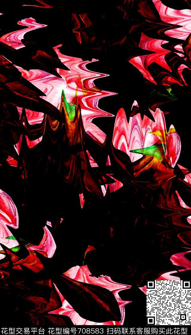 抽象花卉液体数码印花华亿平台下载（图片编号: 708583） - 瓦栏（Walan）