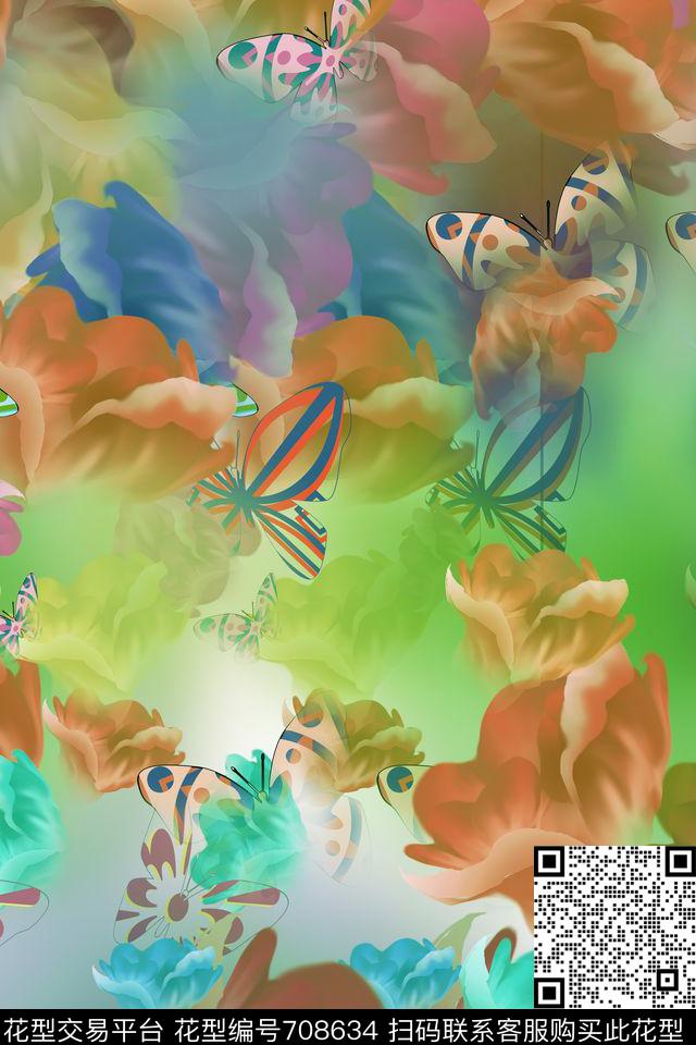 乱花花卉708633数码印花华亿平台下载（图片编号: 708634） - 瓦栏（Walan）
