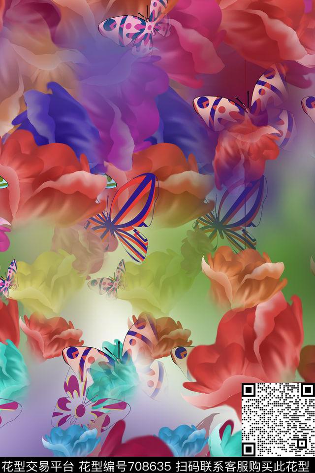 乱花花卉708633数码印花华亿平台下载（图片编号: 708635） - 瓦栏（Walan）