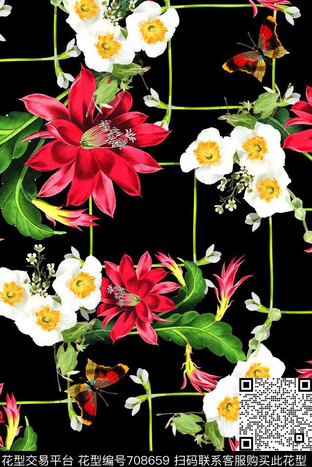 花卉女装小清新数码印花华亿平台下载（图片编号: 708659） - 瓦栏（Walan）