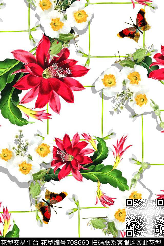 花卉女装小清新数码印花华亿平台下载（图片编号: 708660） - 瓦栏（Walan）