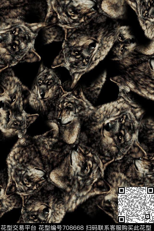 动物狼男装数码印花华亿平台下载（图片编号: 708668） - 瓦栏（Walan）