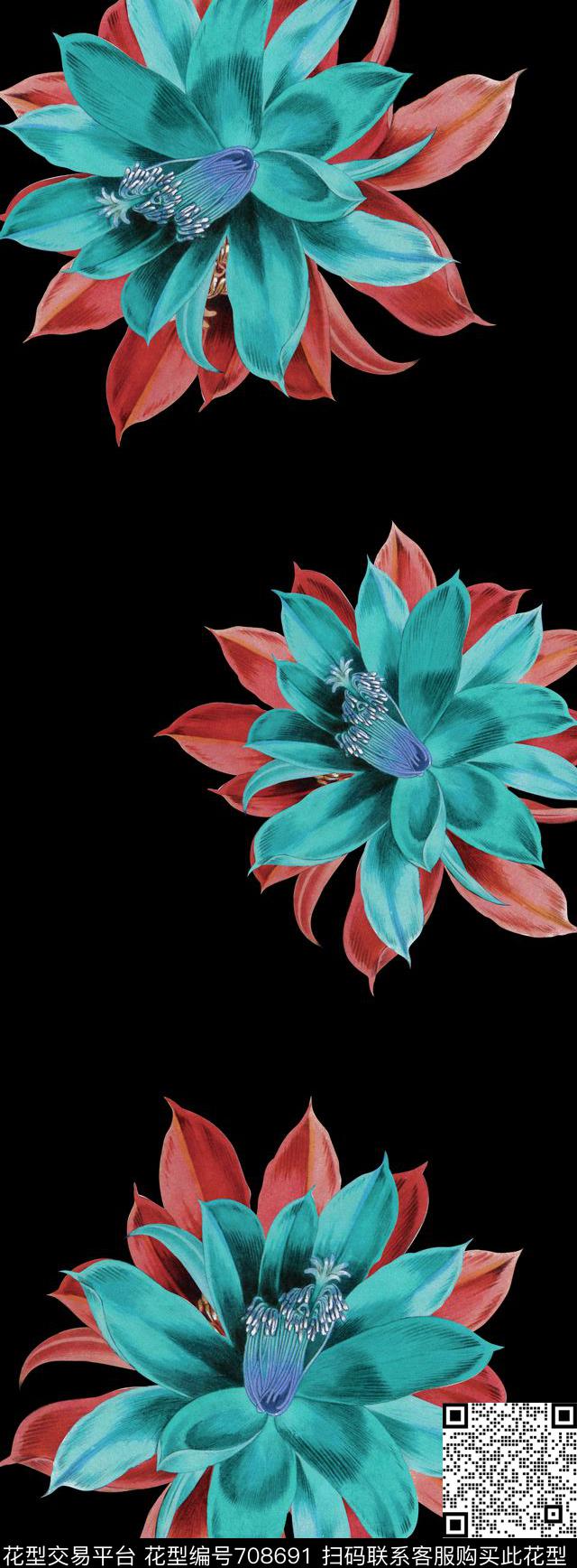 大牌丝巾长巾花卉数码印花华亿平台下载（图片编号: 708691） - 瓦栏（Walan）