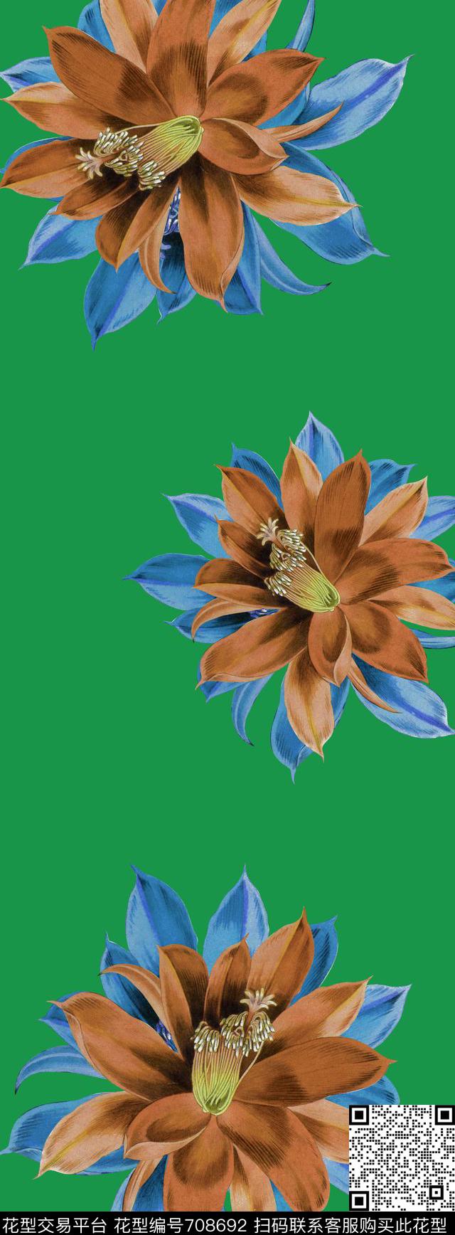 大牌丝巾长巾花卉数码印花华亿平台下载（图片编号: 708692） - 瓦栏（Walan）