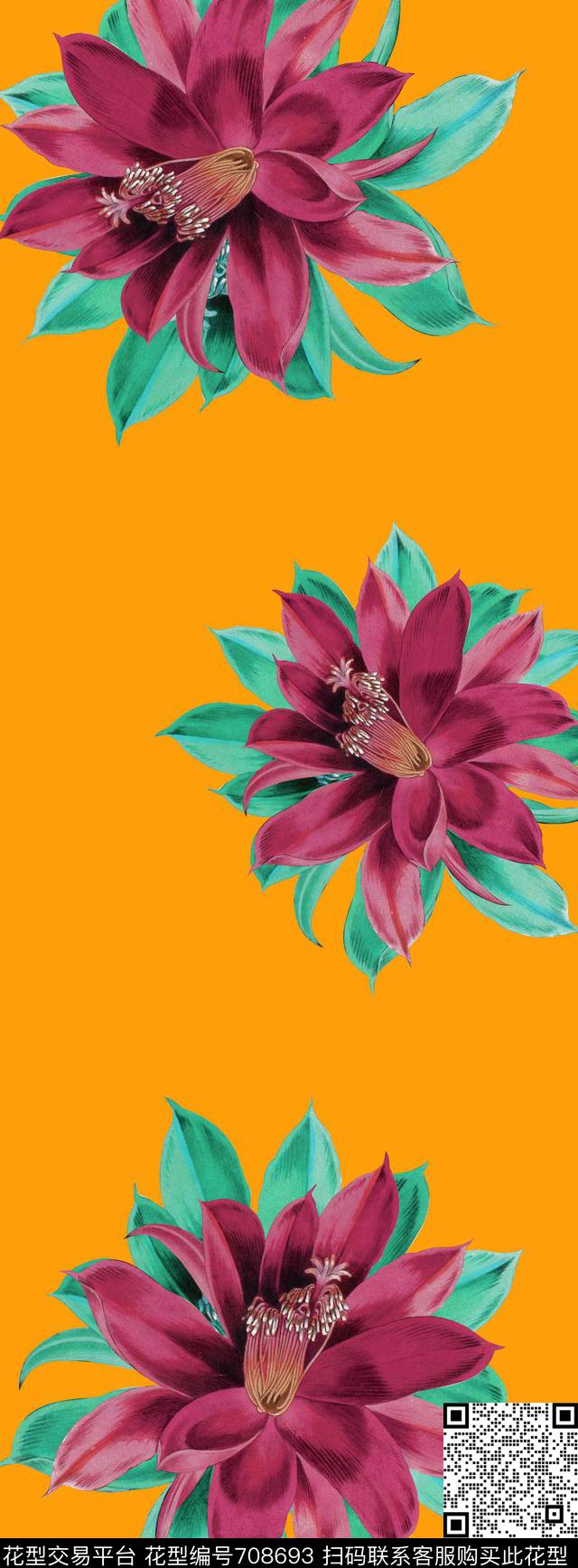 大牌丝巾长巾花卉数码印花华亿平台下载（图片编号: 708693） - 瓦栏（Walan）