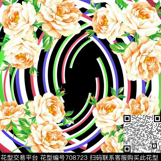 大牌花卉丝巾方巾传统印花华亿平台下载（图片编号: 708723） - 瓦栏（Walan）