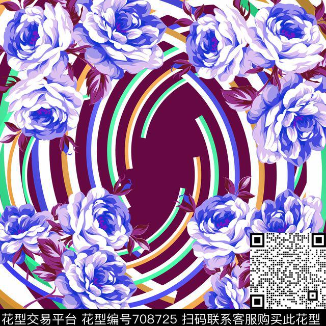 大牌花卉丝巾方巾传统印花华亿平台下载（图片编号: 708725） - 瓦栏（Walan）