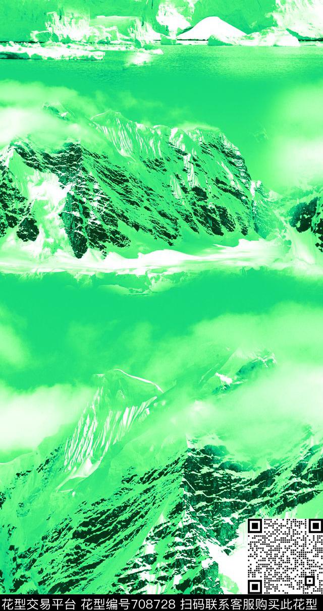 MAX-热带风情雪山美景云彩传统印花华亿平台下载（图片编号: 708728） - 瓦栏（Walan）