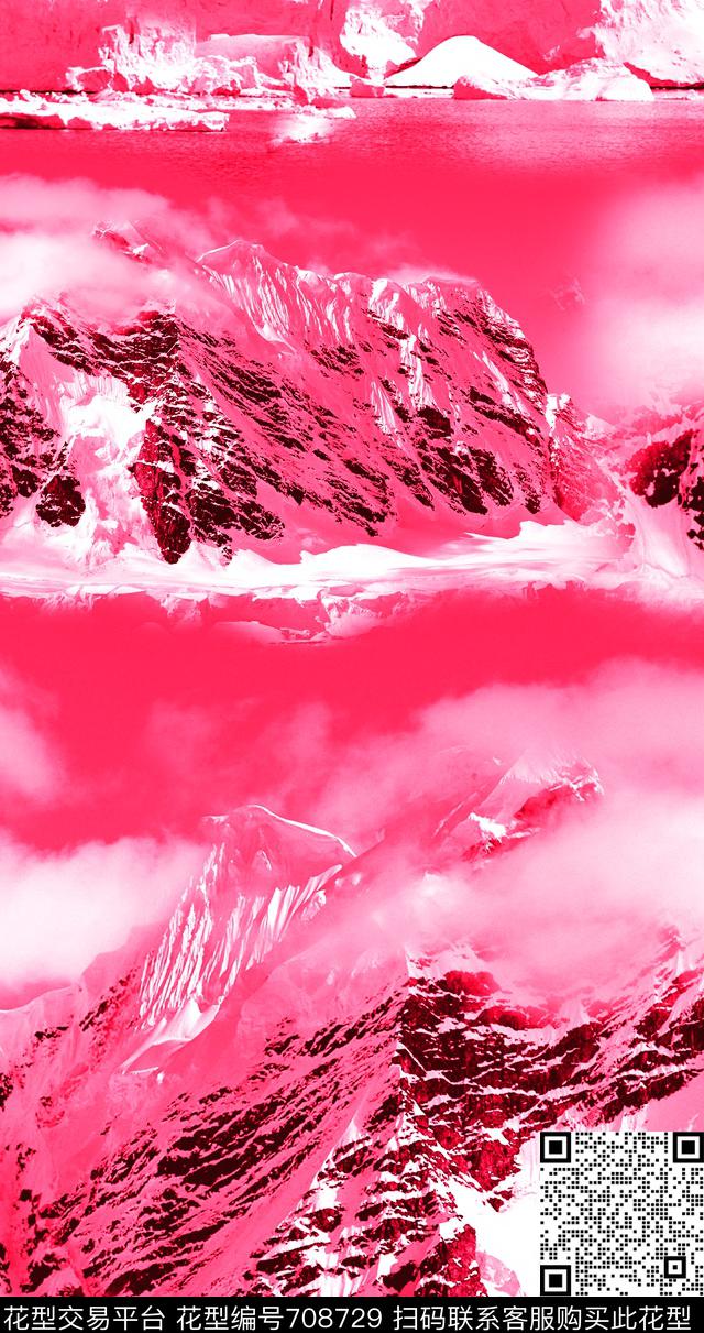 MAX-热带风情雪山美景云彩传统印花华亿平台下载（图片编号: 708729） - 瓦栏（Walan）