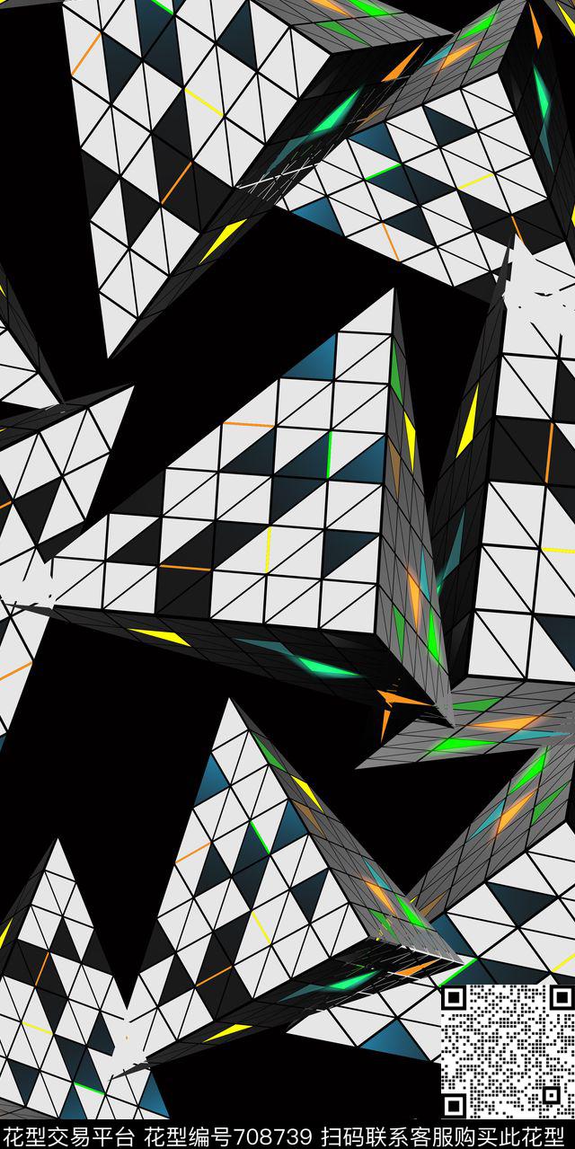 三角形几何三角魔方数码印花华亿平台下载（图片编号: 708739） - 瓦栏（Walan）