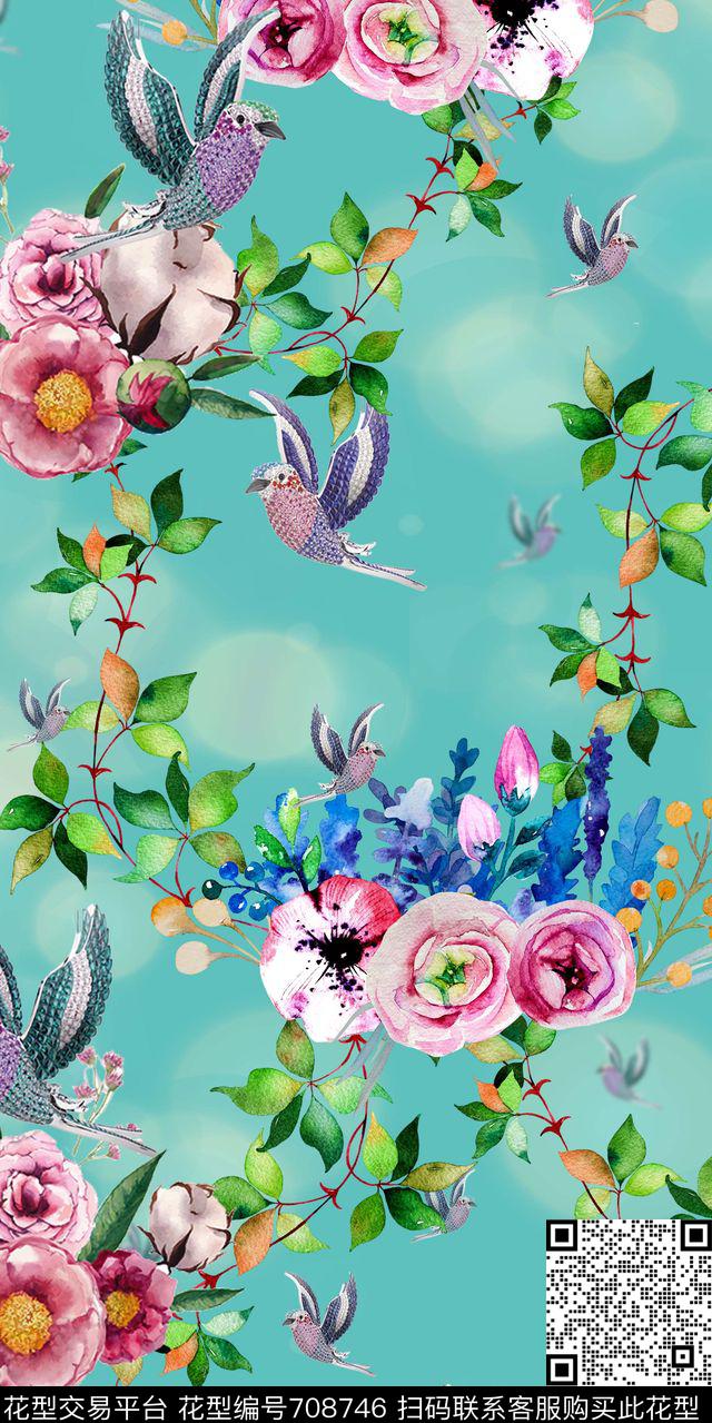 花朵花卉乱花数码印花华亿平台下载（图片编号: 708746） - 瓦栏（Walan）