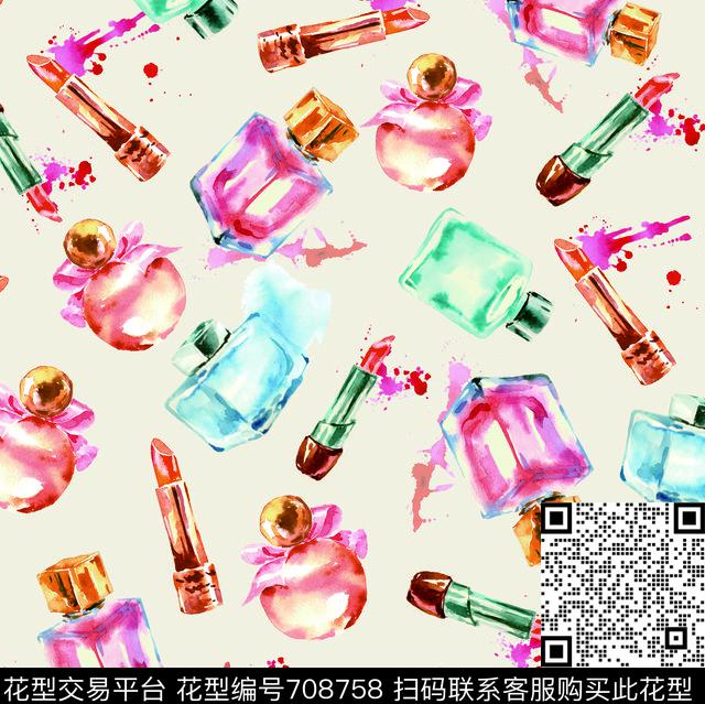 口红香水瓶趣味数码印花华亿平台下载（图片编号: 708758） - 瓦栏（Walan）