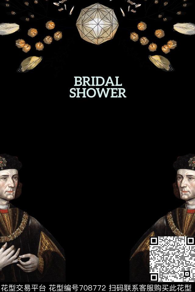 抽象人物油画英文数码印花华亿平台下载（图片编号: 708772） - 瓦栏（Walan）