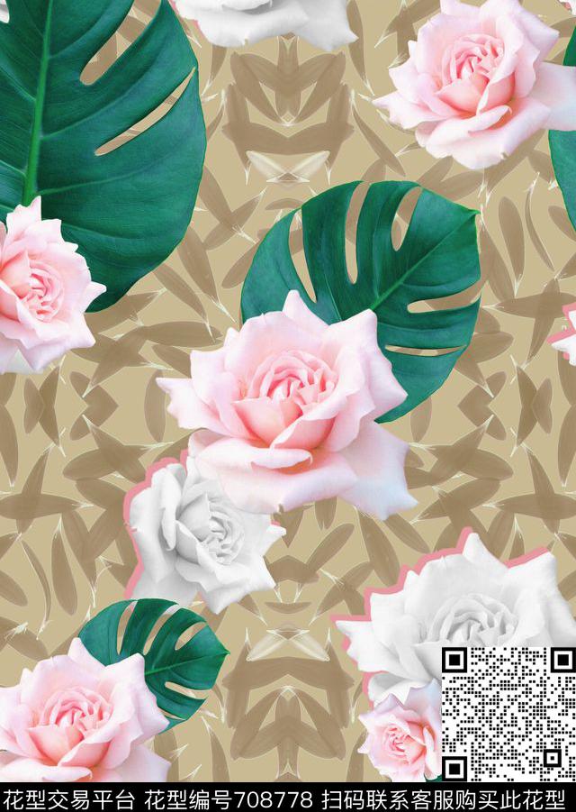 抽象自然泳装MAX-热带风情数码印花华亿平台下载（图片编号: 708778） - 瓦栏（Walan）