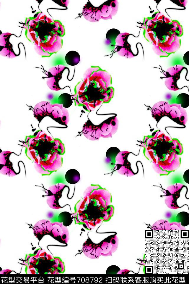 手绘抽象创意水彩水墨数码印花华亿平台下载（图片编号: 708792） - 瓦栏（Walan）