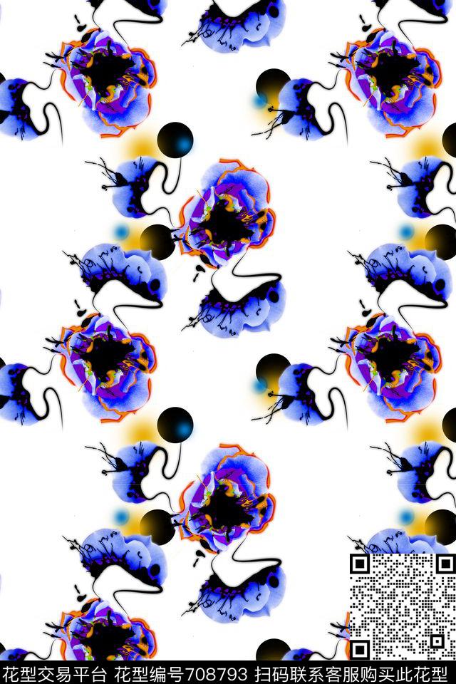 手绘抽象创意水彩水墨数码印花华亿平台下载（图片编号: 708793） - 瓦栏（Walan）