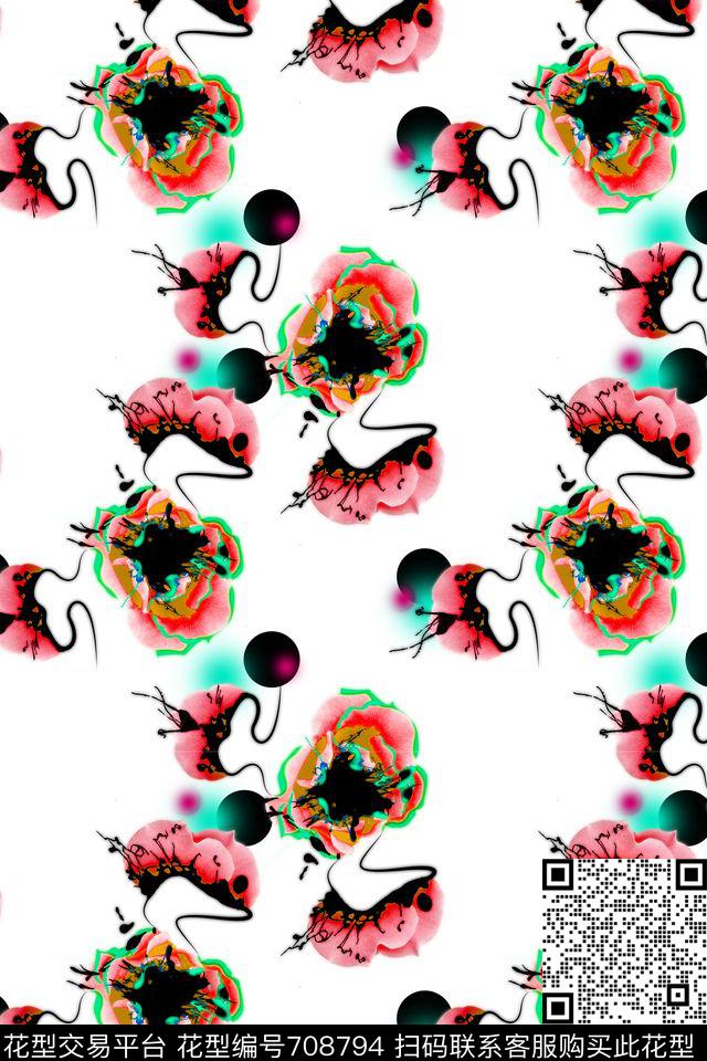 手绘抽象创意水彩水墨数码印花华亿平台下载（图片编号: 708794） - 瓦栏（Walan）