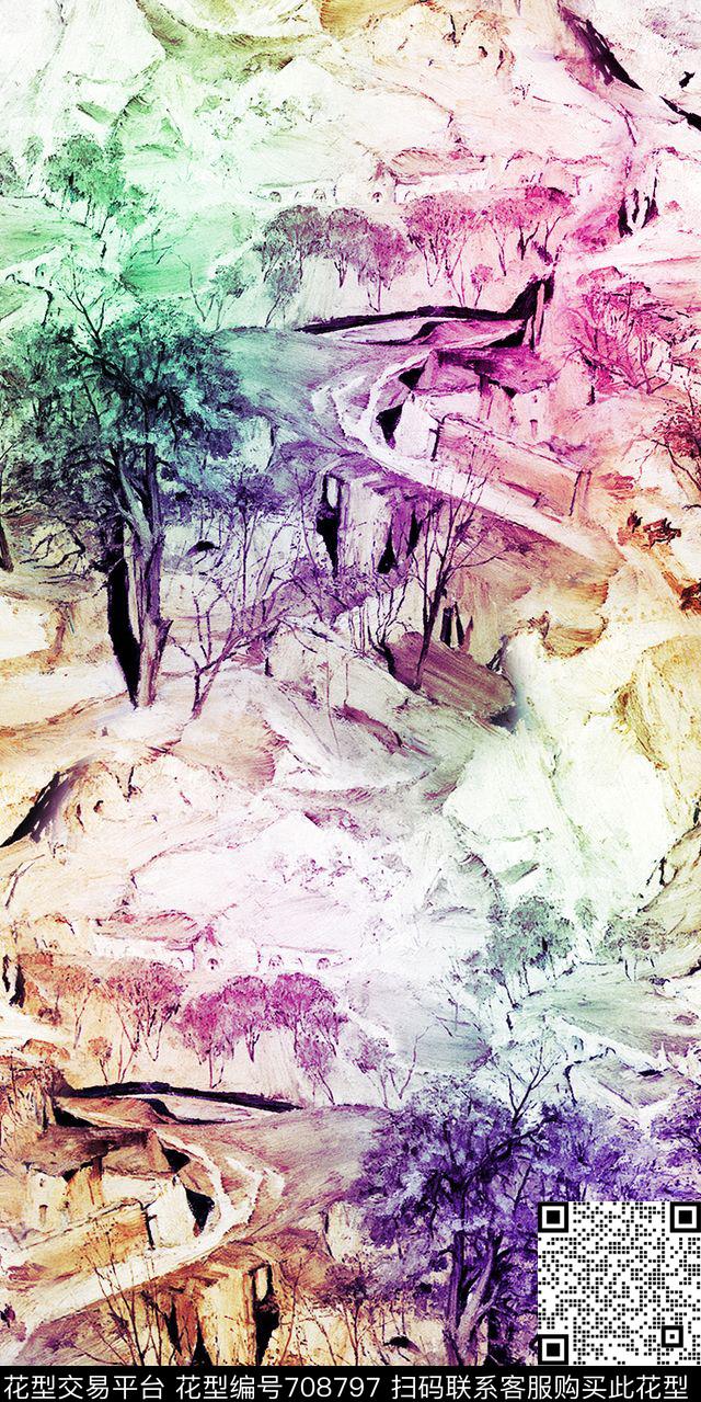 松树树林山脉数码印花华亿平台下载（图片编号: 708797） - 瓦栏（Walan）