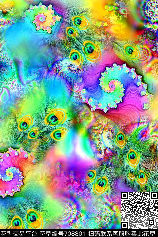 抽象羽毛分形数码印花华亿平台下载（图片编号: 708801） - 瓦栏（Walan）