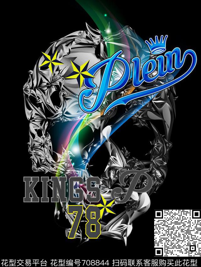 线条骷髅头未来数码印花华亿平台下载（图片编号: 708844） - 瓦栏（Walan）