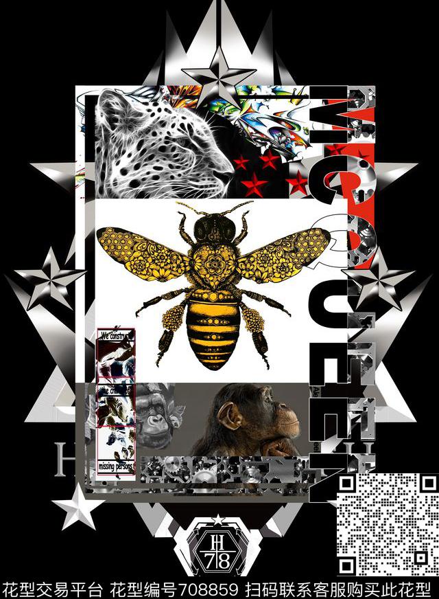 欧美潮牌男装T恤philippplein菲利普普蜜蜂数码印花华亿平台下载（图片编号: 708859） - 瓦栏（Walan）