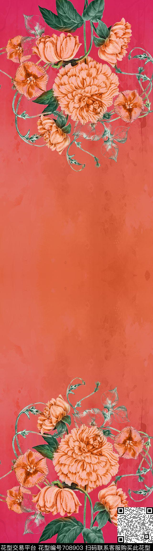 精美手绘花卉数码印花华亿平台下载（图片编号: 708903） - 瓦栏（Walan）