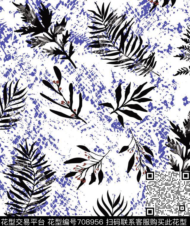 几何植物叶子传统印花华亿平台下载（图片编号: 708956） - 瓦栏（Walan）