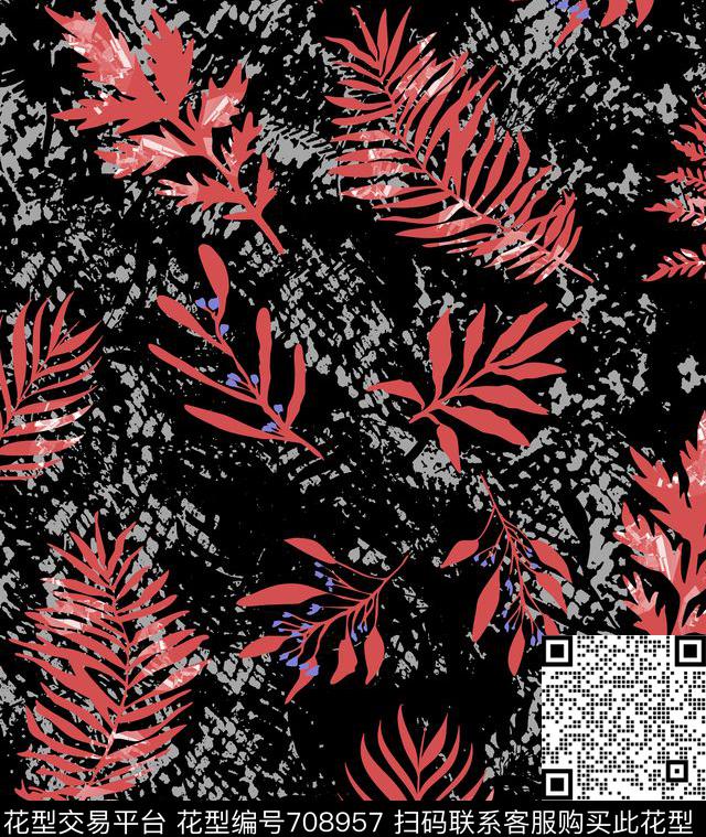 几何植物叶子传统印花华亿平台下载（图片编号: 708957） - 瓦栏（Walan）