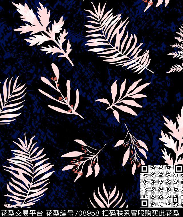 几何植物叶子传统印花华亿平台下载（图片编号: 708958） - 瓦栏（Walan）