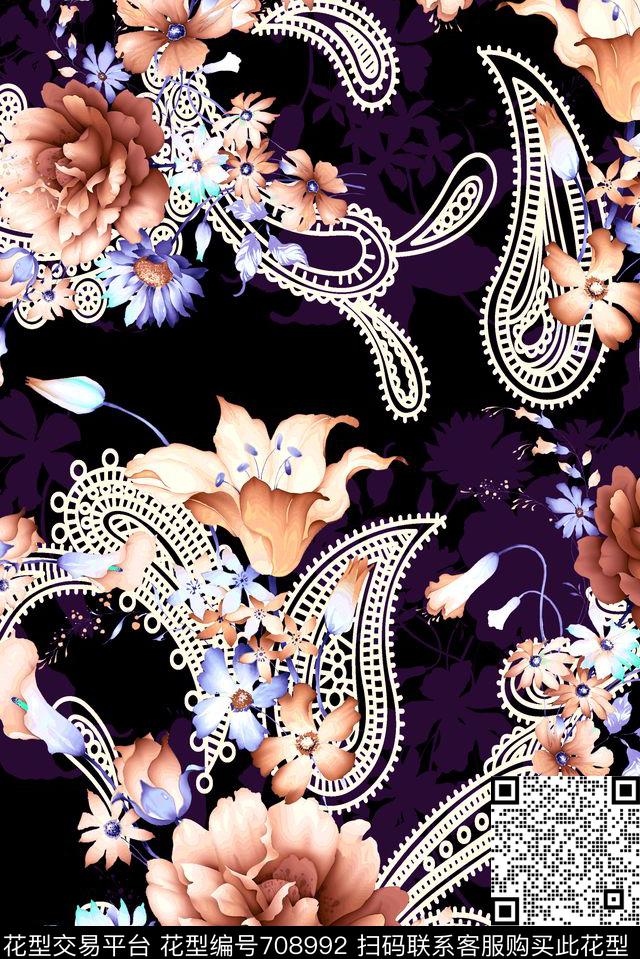 零点--女装乱花牡丹数码印花华亿平台下载（图片编号: 708992） - 瓦栏（Walan）